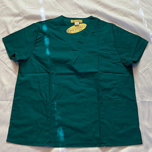 Women's Scrub Top Bundle Blue, Black, Cream With Green Uniform Set - Picture 9 of 11